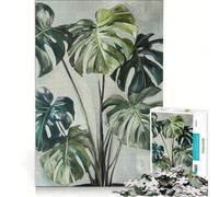 Puzzle da 1000 pezzi per adulti con dipinto di una pianta di Monstera gioco educativo difficile e stimolante ideale come regalo 38x52cm