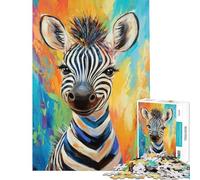 Puzzle da 1000 pezzi per adulti con dipinto di zebra sorridente gioco rompicapo per adulti decorazione da parete compleanno e Natale (dimensioni 38x52cm)