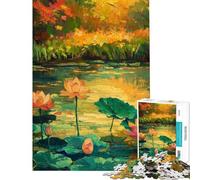 Puzzle da 1000 pezzi per adulti con dipinto impressionista di uno stagno di loto Gioco divertente e antistress per genitori e figli (dimensioni 38x26cm)