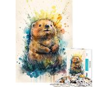 Puzzle da 1000 pezzi per adulti con disegno di castoro ad acquerello ideale per stimolare la mente e ridurre lo stress Gioco per famiglie adatto a partire dai 14 anni (38x52cm)