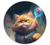 Puzzle da 1000 pezzi per adulti con disegno di gatto al neon, puzzle impegnativi, rompicapo impegnativo, serata di giochi in famiglia (67,5x67,5cm)