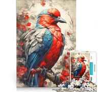 Puzzle da 1000 pezzi per adulti con disegno di uccelli rossi e blu gioco impossibile analisi e logica per rafforzare l'amore tra le coppie 38x26cm