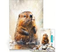 Puzzle da 1000 pezzi per adulti con disegno di un castoro ad acquerello, gioco rompicapo, assemblaggio di modelli, per rafforzare l'amore tra le coppie 38x26cm