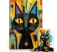 Puzzle da 1000 pezzi per adulti con disegno di un gatto nero,decorazione pulita e adatta,attività stimolante per la mente,gioco rilassante,regalo festivo per il tempo libero 38x52cm