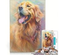 Puzzle da 1000 pezzi per adulti con disegno di un Golden Retriever, gioco impossibile, analisi e logica, per rafforzare l'amore tra le coppie 38x52cm