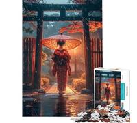 Puzzle da 1000 pezzi per adulti con donna giapponese e ombrello divertente attività da fare in casa gioco rompicapo a tempo adatto a persone dai 14 anni in su (50x75cm)