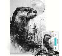 Puzzle da 1000 pezzi per adulti con doppia esposizione a tema lontra, ideale per stimolare la mente e alleviare lo stress, con incisioni trasparenti, perfetto per decorare la parete (38x52cm)