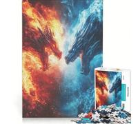 Puzzle da 1000 pezzi per adulti con draghi di fuoco e ghiaccio, gioco interattivo, ideale per l'interazione genitore-figlio e come regalo per tutta la famiglia 38x26cm