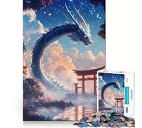 Puzzle da 1000 pezzi per adulti con drago bianco e porta Torii,gioco di memoria divertente con componenti robusti e ben definiti, alleviare lo stress (38x26cm)