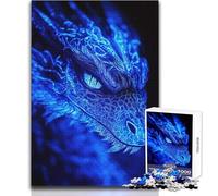 Puzzle da 1000 pezzi per adulti con drago blu in primo piano, gioco di apprendimento strategico, regalo significativo ideale per qualsiasi evento, dimensioni 38x26cm