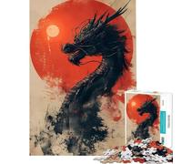 Puzzle da 1000 pezzi per adulti con drago cinese e eclissi sfida impegnativa da completare attività per famiglie gioco educativo per maggiori di 14 anni (50x75cm)