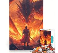 Puzzle da 1000 pezzi per adulti con drago di fuoco e cavaliere, gioco per famiglie, decorazione per la casa, adatto per la scrivania 50x75cm