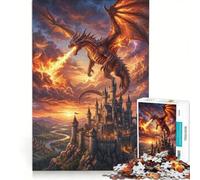 Puzzle da 1000 pezzi per adulti con drago di fuoco volante, gioco rilassante, allena la mente e la mano, compleanno e Natale 50x75cm