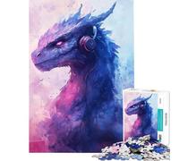 Puzzle da 1000 pezzi per adulti con drago e cuffie gioco impossibile gioco educativo sfida giocattolo divertente regalo migliora la memoria (dimensioni 50x75cm)