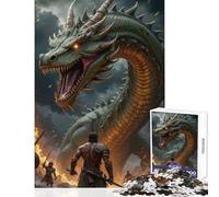 Puzzle da 1000 pezzi per adulti con drago e guerrieri scena di battaglia fantasy giocattolo decorazione da parete ottimo regalo per i giochi pratico elenco dei desideri con Babbo Natale 38x26cm