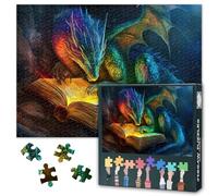 Puzzle da 1000 pezzi per adulti con drago e libro, difficile puzzle impegnativo per adulti, animali, arte, gioco educativo per la famiglia e decorazione unica per il soggiorno (70 x 50 cm)