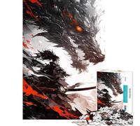 Puzzle da 1000 pezzi per adulti con drago e samurai di tendenza difficile e stimolante attività per famiglie gioco pratico per età 14+ (50x75cm)
