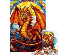 Puzzle da 1000 pezzi per adulti con drago e vetrata artistica Gioco per famiglie ideale per migliorare la memoria perfetto come regalo di compleanno o per altri scopi (dimensioni: 38x26cm)