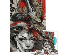 Puzzle da 1000 pezzi per adulti con drago geisha e samurai Puzzle di analisi e logica difficile e stimolante gioco educativo per tutta la famiglia 38x26cm