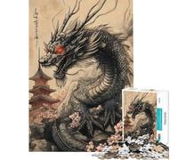 Puzzle da 1000 pezzi per adulti con drago giapponese e tatuaggio divertente gioco di analisi e logica difficile e stimolante (dimensioni 38x52cm)
