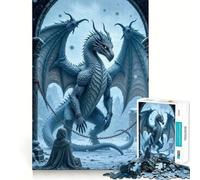 Puzzle da 1000 pezzi per adulti con drago incatenato e figura incappucciata,ritagli precisi,sfida per la mente,divertente gioco per il tempo libero,regalo di compleanno (38x52cm)