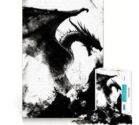 Puzzle da 1000 pezzi per adulti con drago nero,intagli precisi,divertente gioco di logica e pensiero creativo,ideale per il tempo libero,con scena natalizia 38x26cm