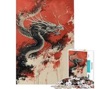Puzzle da 1000 pezzi per adulti con drago rosso asiatico portafortuna stimolante per la mente decorazione per la casa gioco pratico per ragazzi dai 14 anni in su (50x75cm)