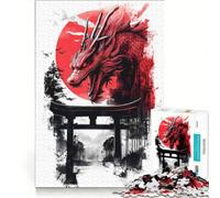 Puzzle da 1000 pezzi per adulti con drago rosso sul cancello Torii un gioco rilassante divertente e spiritoso ideale come regalo 38x52cm