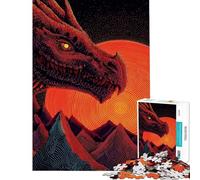 Puzzle da 1000 pezzi per adulti con drago rosso sulle montagne e sole Puzzle per ragazzi taglio di precisione allena la mente e la manualità giocattolo educativo 50x75cm