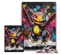 Puzzle da 1000 pezzi per adulti con drago volante e graffiti, 50x75cm, perfetto per il divertimento in famiglia a Natale, Ringraziamento, compleanni e Pasqua.