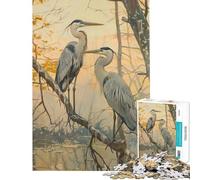 Puzzle da 1000 pezzi per adulti con due aironi su un ramo Puzzle per adulti gioco rilassante un'opera d'arte impegnativa e stimolante (dimensioni 38x26cm)