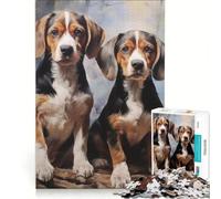 Puzzle da 1000 pezzi per adulti con due beagle gioco rompicapo stimolante da completare per rafforzare l'amore tra le coppie 38x26cm