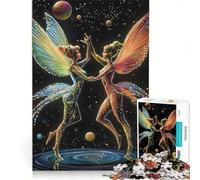 Puzzle da 1000 pezzi per adulti con due bellissime fate colorate danzanti gioco divertente interazione genitore-figlio con poster e foglio di curiosità abbinati 50x75cm
