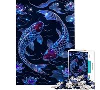 Puzzle da 1000 pezzi per adulti con due carpe koi e fiori di loto Un gioco avvincente per coltivare la pazienza un'attività pratica donne Un'opera d'arte (dimensioni 38x52cm)