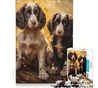 Puzzle da 1000 pezzi per adulti con due English Springer Spaniel in una foresta autunnale gioco per famiglie attività divertenti da fare a casa regalo di compleanno regalo 38x52cm