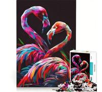 Puzzle da 1000 pezzi per adulti con due fenicotteri colorati gioco rompicapo stimolante da completare per rafforzare l'amore tra le coppie 50x75cm