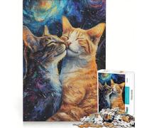 Puzzle da 1000 pezzi per adulti con due gatti innamorati gioco educativo sfida impegnativa per rafforzare l'amore tra le coppie 50x75cm