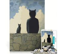 Puzzle da 1000 pezzi per adulti con due gatti opera di René Magritte gioco rompicapo divertente antistress ottimo regalo per gli appassionati di videogiochi 38x52cm