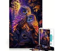 Puzzle da 1000 pezzi per adulti con due gufi abbracciati su un albero, incastro preciso, decorazione, gioco di costruzione, gioco di pace, regalo di compleanno (38x52cm)