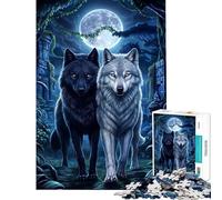 Puzzle da 1000 pezzi per adulti con due lupi nella giungla giocattolo antistress ideale come regalo di compleanno o per tutta la famiglia (dimensioni 50x75cm)