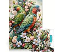 Puzzle da 1000 pezzi per adulti con due pappagalli in una composizione floreale, taglio preciso, gioco di concentrazione, regalo, gioco per il tempo libero, scena natalizia (38x52cm)