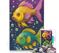 Puzzle da 1000 pezzi per adulti con due pesci colorati in un'area blu intenso ideale per giochi in famiglia gare di velocità manuale e come decorazione da scrivania 38x26cm