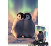 Puzzle da 1000 pezzi per adulti con due pinguini cuccioli che si abbracciano Pezzi ben definiti Gioco di abilità mentale, divertente e rilassante, con scena natalizia (50x75cm)