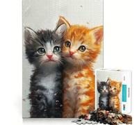 Puzzle da 1000 pezzi per adulti con due simpatici gattini, gioco di logica a incastro perfetto, divertente giocattolo, gioco gratuito, regalo di compleanno (38x52cm)