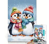 Puzzle da 1000 pezzi per adulti con due simpatici pinguini in una scena invernale Pezzi ben definiti Gioco di abilità mentale Divertimento e relax Scena natalizia Illustrazione (50x75cm)