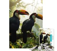 Puzzle da 1000 pezzi per adulti con due tucani nella giungla gioco educativo e stimolante un'opera d'arte un regalo perfetto per gli amanti del gioco (dimensioni 50x75cm)
