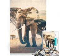 Puzzle da 1000 pezzi per adulti con elefante a doppia esposizione, gioco impossibile, sfida difficile, per rafforzare l'amore tra le coppie 38x26cm