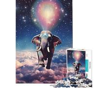 Puzzle da 1000 pezzi per adulti con elefante che vola nello spazio Gioco impossibile giocattolo avvincente per coltivare la pazienza Regalo di compleanno per divertimento in famiglia (38x52cm)