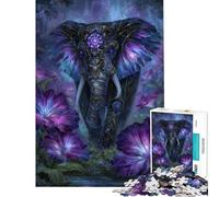 Puzzle da 1000 pezzi per adulti con elefante decorato in un paesaggio floreale fantastico Una sfida impegnativa da completare ideale per rilassarsi durante le vacanze o come antistress Adatto