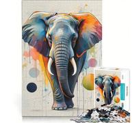Puzzle da 1000 pezzi per adulti con elefante e arte astratta, gioco pratico, migliora la memoria, ideale come regalo per tutta la famiglia 50x75cm